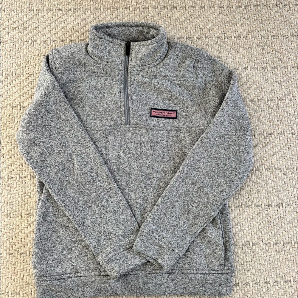 Kids Vineyard Vines Gray Quarter-Zip Fleece.